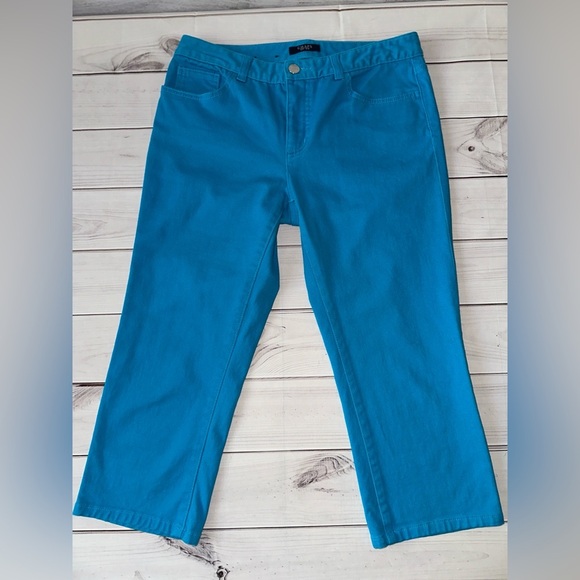 Chaps Blue Ankle Cropped Jeans Straight Leg Size 8 Casual Office School Church - Picture 1 of 6